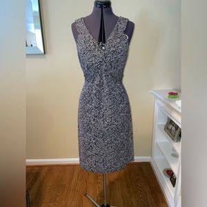 Ann Taylor Loft dress, size 14, black/white stripes.
